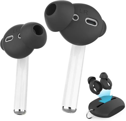 Miniatura 11 de AhaStyle 4 pares de almohadillas de silicona para auriculares AirPods compatibles con Apple AirPods (2 pares grandes y 2 pares pequeños, negro)