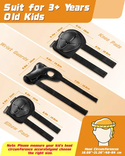 Miniatura 3 de Juego de casco de bicicleta para niños, casco ajustable para niños de 2-3-5-8-14 años, juego de almohadillas para niños pequeños con rodilleras