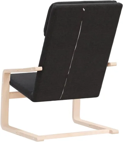 Miniatura 7 de vidaXL Silla relajante de tela negra, tapicería de poliéster duradera con marco de madera de abedul maciza para mayor estabilidad, acolchado grueso