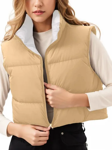 Miniatura 2 de Unidear Chaleco acolchado para mujer, ligero, reversible, sin mangas, con cremallera, acolchado, para invierno, Y2K