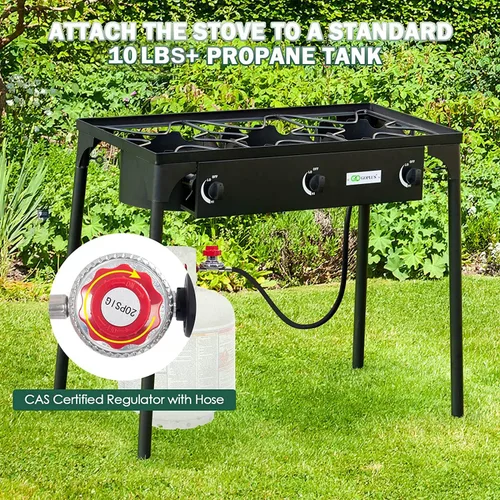 Miniatura 6 de Goplus - Hornillo portátil de gas propano para exteriores, quemador de hierro fundido con patas desmontables para camping