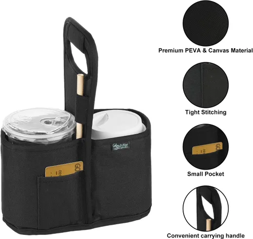 Miniatura 4 de Beautyflier Portabebidas con Asa para Entrega Portavasos de Café Aislado Reutilizable Portabebidas Portátil Soporte para 2 Tazas con Asa Organizador