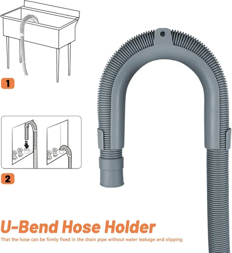 Miniatura 5 de GCGOODS Kit de manguera de drenaje de diseño de varios diámetros, extensión de manguera de drenaje flexible de 8 pies con 1 adaptador, 1 soporte