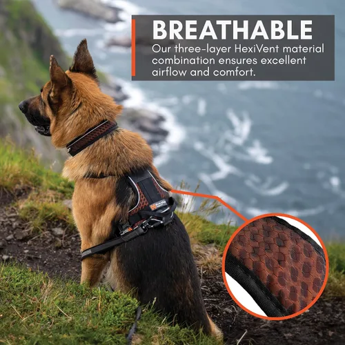 Miniatura 8 de Non-stop dogwear Rock Arnés ajustable para perros pequeños con 3 clips para correa, asa y reflectante, negro/naranja, talla XS