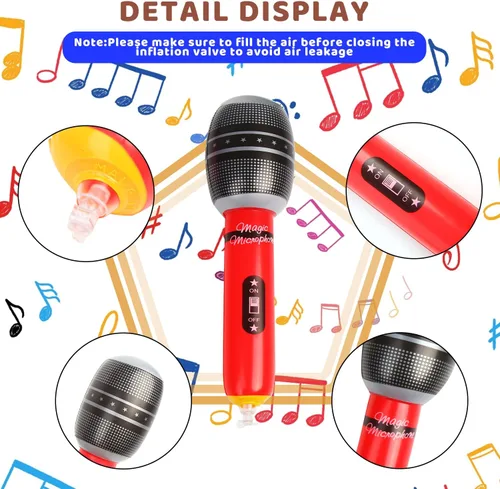 Miniatura 3 de CCINEE Paquete de 12 micrófonos inflables, micrófono inflable gigante de 9.4 pulgadas, accesorios de micrófono inflable para conciertos musicales
