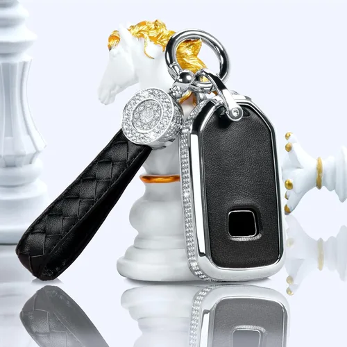 Miniatura 22 de Funda para llavero compatible con Volvo, cuero negro con cristal de protección de 360 grados para XC90, XC60, XC40, S60, S90, V60, V90, Polestar 1
