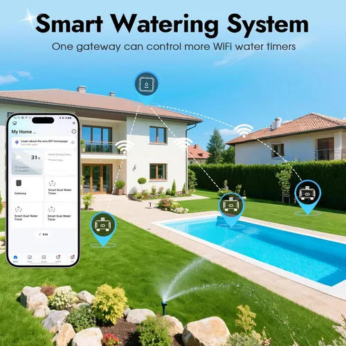 Miniatura 8 de WiFi Water Timer for Garden Hose with Brass Inlet,Smart Hose Timer with WiFi Hub, APP & Voice Control,Up to 20 Watering Plans, 2-Zone Sprinkler Drip