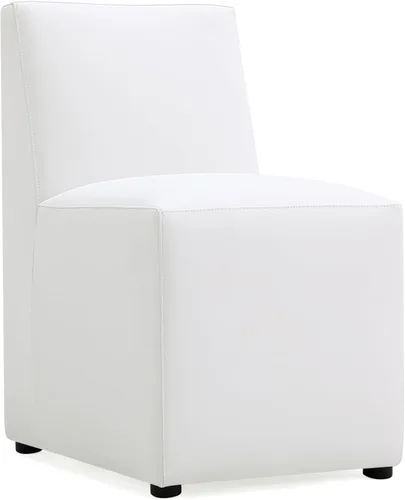 Manhattan Comfort Anna - Silla de comedor moderna cuadrada con tapicería de piel sintética de pies a cabeza y acolchado de plástico para pies, Crema