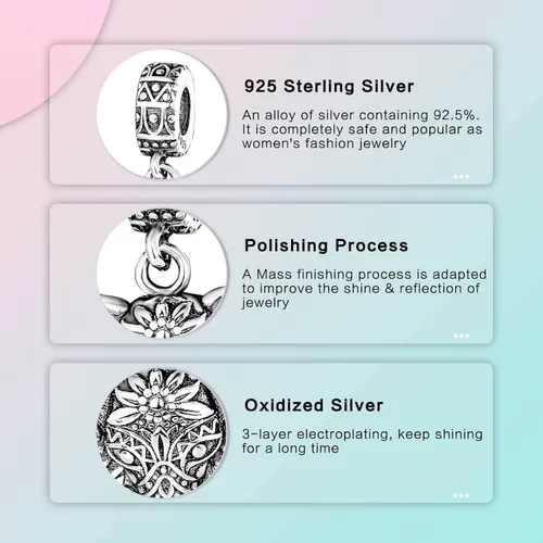 Miniatura 134 de LUXILLA Abalorio de plata de ley 925 para madre, hija, abuela, para familia, amor, madre, hija, abuela, para pulseras, collares, dijes, abalorios