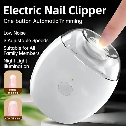Miniatura 3 de 2 piezas de amoladora de uñas automática universal, 2026 portátil 3 en 1 con luz LED y 3 velocidades, cortador de uñas automático silencioso