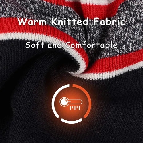 Miniatura 5 de Conjunto de guantes de bufanda de invierno para niños, gorro de punto con forro polar, guantes calentadores de cuello para niños y niñas de 3 a 8