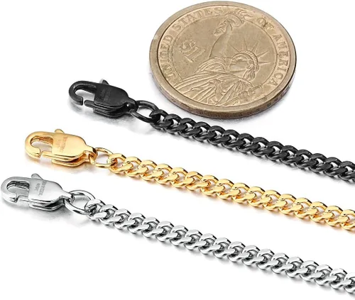 Miniatura 2 de Jstyle Collar de cadena de eslabones de acero inoxidable para hombres y mujeres, 3 piezas de 964 de pulgada (3.5 mm)