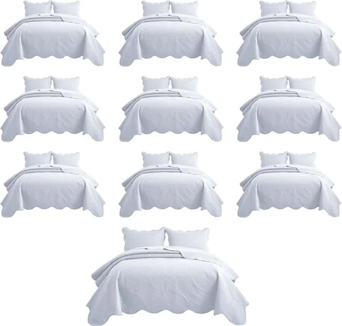 Miniatura 102 de MOONLIGHT20015 Paquete de 8 Colchas Tamaño King para Cama (106" x 96") - Venta al Por Mayor para Hoteles, Dormitorios de Huéspedes y Airbnbs - Gris