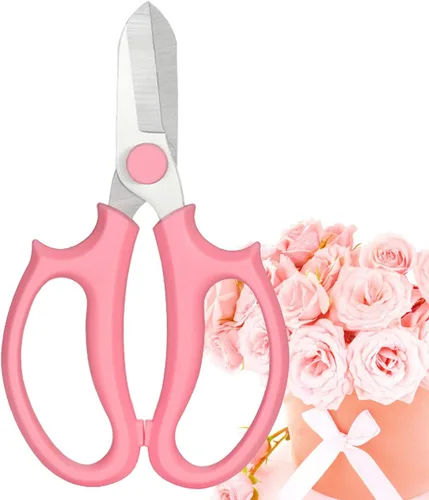 Leize Tijeras para Flores, Tijeras de Acero Inoxidable Florales Premium Engrosadas, Podadora Fuerte para Flores, Ramas y Hojas (Rosa)