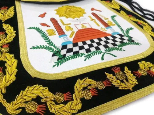 Miniatura 4 de BRICKS MASONS Master Mason Blue Lodge - Delantal cuadrado de chenilla negra y brújula G