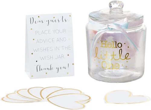 Miniatura 7 de Kate Aspen Tarro iridiscente de deseos de boda con 100 tarjetas en forma de corazón, libro de invitados, decoraciones de despedida de soltera