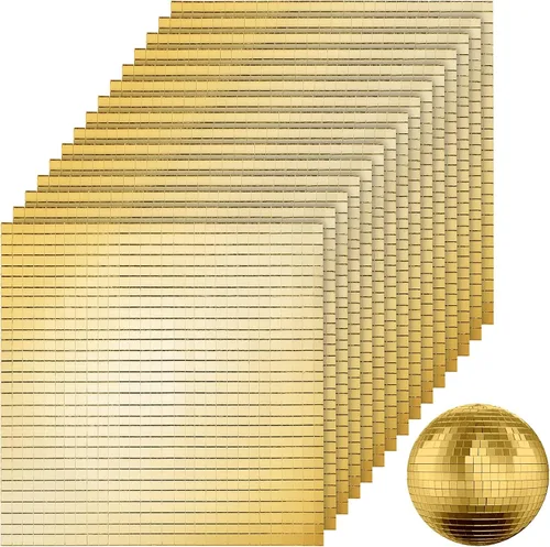 SOUJOY 36000 azulejos de mosaico de espejo, azulejos de espejo autoadhesivos dorados para manualidades, mini espejos cuadrados de cristal de 0.197 x