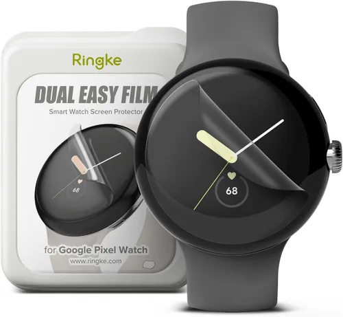 Miniatura 3 de Ringke Funda de reloj compatible con Google Pixel [transparente y negra, funda delgada] + doble película fácil [paquete de 3]