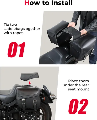 Miniatura 5 de kemimoto Alforjas para motocicleta, 30L de gran capacidad, bolsa de equipaje de piel sintética para motocicletas Sportster Softail Dyna V-star