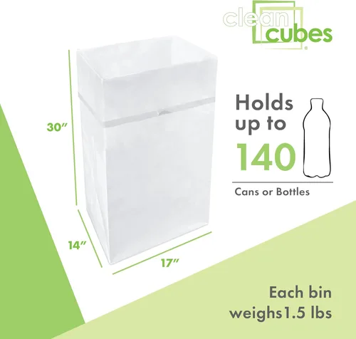 Miniatura 4 de Clean Cubes Botes de basura desechables de 30 galones (paquete de 3) con bolsas bajas, contenedores plegables de basura y reciclaje para fiestas