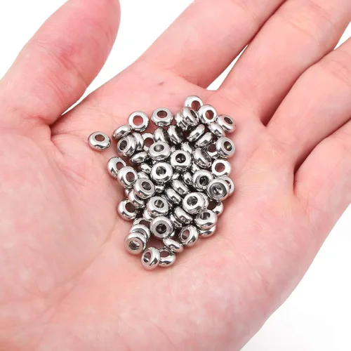 Miniatura 5 de BEADIA Cuentas espaciadoras de acero inoxidable de 0.236 x 0.118 in Rondelle sueltas para hacer joyas de bricolaje, 100 unidades con agujero