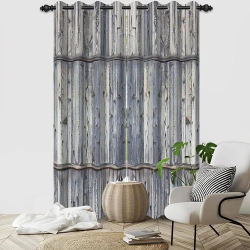 Miniatura 88 de Cortinas rústicas para ventana de puerta de granero, puerta de madera gris, puerta de garaje, tratamiento de ventana para sala de estar, dormitorio