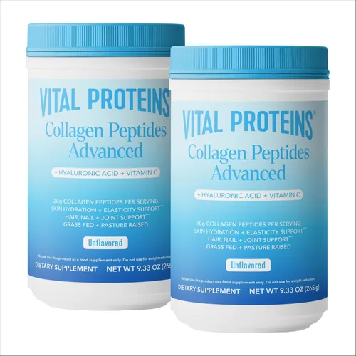 Miniatura 14 de Vital Proteins - Péptidos de colágeno en polvo avanzados con ácido hialurónico y vitamina C, suplementos de colágeno, sin sabor, 12 porciones