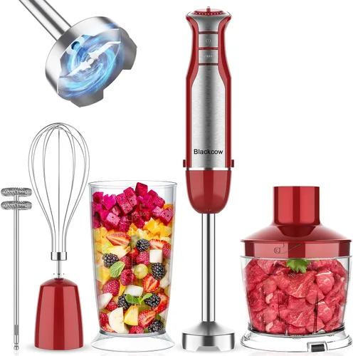 Miniatura 9 de Juego de licuadora de inmersión para cocina, licuadora de emulsión de mano extra silenciosa de 500 W, batidora de mano eléctrica de 12 velocidades