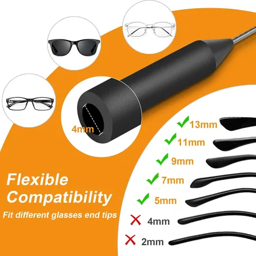 Miniatura 4 de Yeahxing Ray-Ban Meta - Paquete de 4 correas de 12 pulgadas para lentes de ojos con retenedor para el oído, retenedor de gafas, sin cola