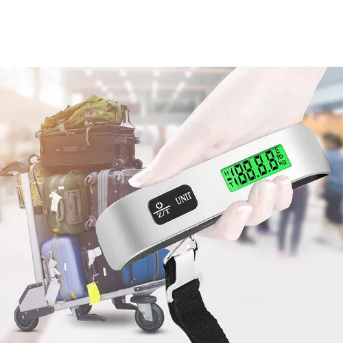 Miniatura 6 de HalyCares - Báscula de equipaje peso digital portátil para maleta asistente de equipaje de viaje sensor de temperatura 110 libras batería CR2032
