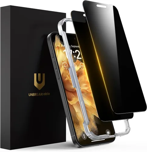 Miniatura 15 de UNBREAKcable Protector de pantalla de privacidad para iPhone 17 Pro, cobertura completa, vidrio templado inastillable, antiespía de 28°, dureza 9H