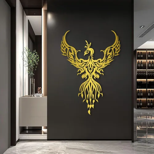 Miniatura 2 de Phoenix Anka - Arte de pared, letrero de metal, símbolo, decoración del hogar para sala de estar, 24 x 17 pulgadas, color negro, regalo