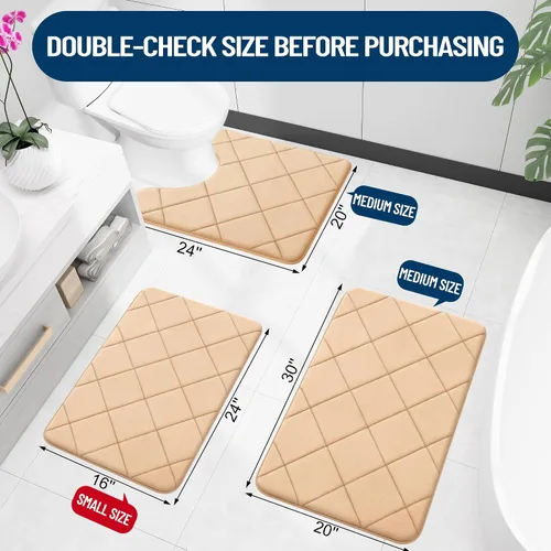 Miniatura 2 de OLANLY Tapete de baño de espuma viscoelástica de 24 x 16 pulgadas, ultra suave y absorbente, lavable a máquina, cómodo tapete de baño para suelo