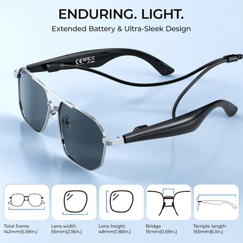 Miniatura 8 de Lentes inteligentes con inteligencia artificial con traducción de más de 100 idiomas, Bluetooth 5.4 con GPT de chat, lentes de filtro de luz azul