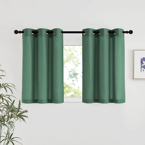 Miniatura 205 de NICETOWN Cortinas de lino natural con textura de lino para dormitorio, mezcla de lino rústica con ojales en la parte superior, semitransparentes