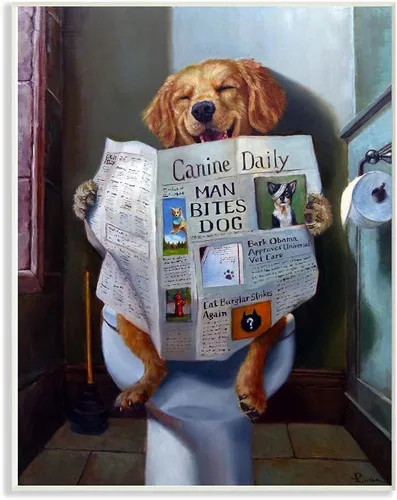 Miniatura 8 de Stupell Industries 'Periódico de lectura de perros en el inodoro', arte en lienzo, 16 x 20 pulgadas, fácil de colgar y resistente, fabricado