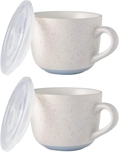 Miniatura 13 de AmorArc Tazas de sopa de cerámica con tapa, tazas grandes de sopa de 710 ml con asa para café, cereal, ensalada, fideos, té, tazas de sopa con tapa