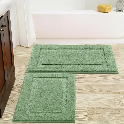 Miniatura 47 de SHACOS Juego de alfombras pequeñas de baño de 2 piezas con tapetes de baño en forma de U, tapetes de inodoro de 16x24 + 20x24 pulgadas, tapetes