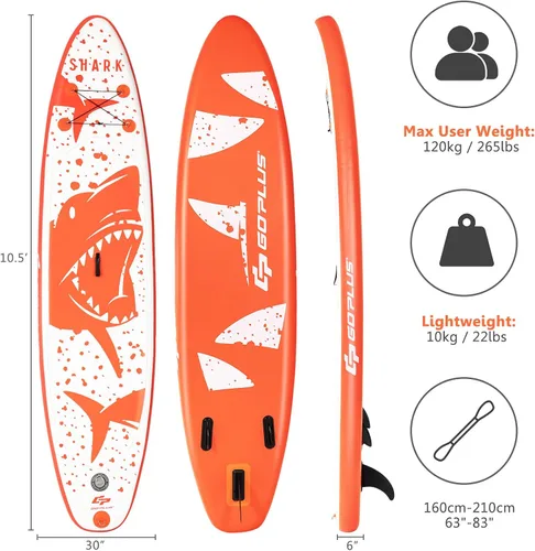 Miniatura 8 de AUGESTER Tabla de remo inflable ligera de 10/10.5/11 pies, tabla de yoga de alta calidad con accesorios de SUP duraderos, con aletas, bolsa
