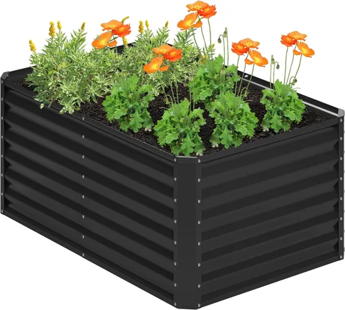 Miniatura 15 de 2 camas de jardín elevadas galvanizadas de 4 x 2 x 1 pies, macetas elevadas, caja de jardín de metal, planta grande para plantar al aire libre, cama
