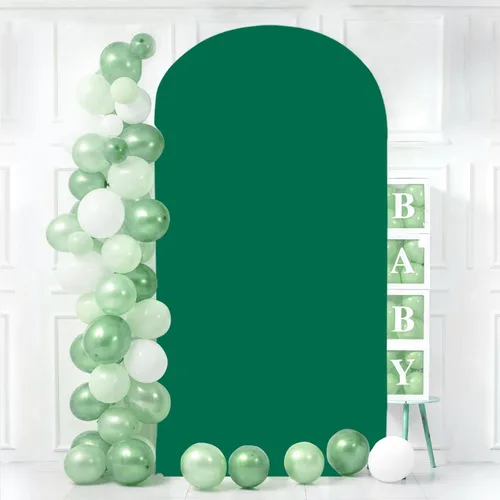 Miniatura 6 de Cubierta de Arco de Boda Verde Cazador 3.3x6.6 pies Spandex Elástico Chiara Cubierta de Telón de Fondo para Soporte de Arco de Parte Superior