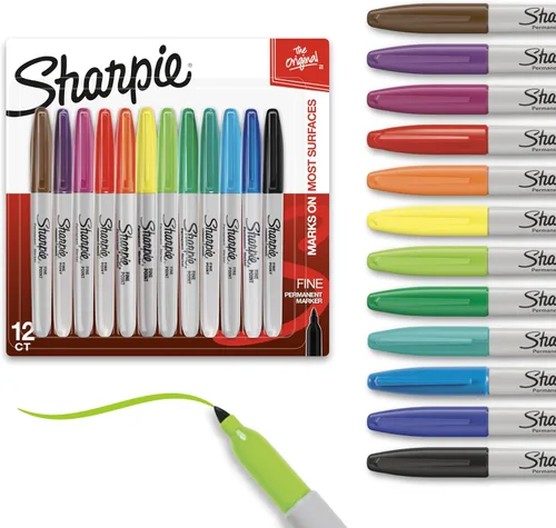 Sharpie Marcadores permanentes, punta fina, secado rápido, resistentes a la decoloración, artes y manualidades, escritorio, suministros de oficina,