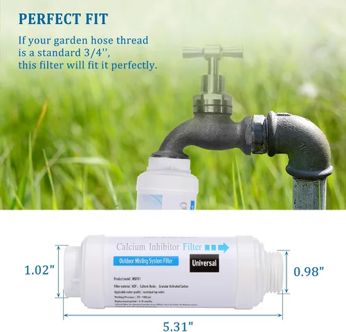 Miniatura 2 de Yoption Filtro inhibidor de calcio, filtro de sistema de nebulización al aire libre, para evitar la acumulación de escamas y obstrucciones