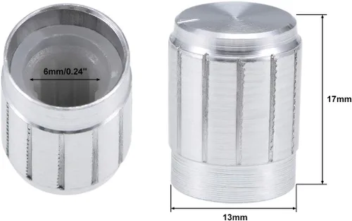 Miniatura 2 de uxcell 5 piezas de potenciómetro de aleación de aluminio de 0.512 x 0.669 in, control de volumen, perilla giratoria con agujero de eje moleteado