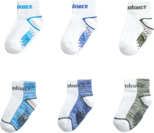 Miniatura 3 de New Balance Calcetines para bebé, paquete de 12 calcetines antideslizantes de corte de cuarto (bebébebé)
