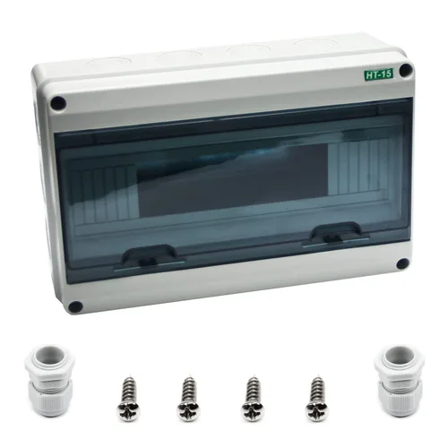 Miniatura 8 de Fielect Caja de protección de distribución MCB de 2 vías con riel DIN, caja eléctrica de disyuntor de plástico ABS y cubierta transparente IP65