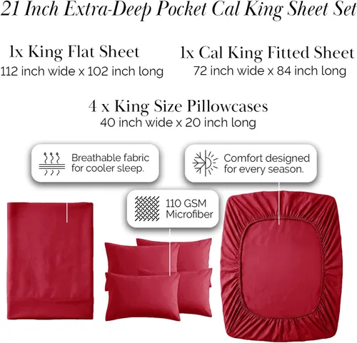 Miniatura 393 de Southshore Fine Living, Inc. Juego de 7 piezas de sábanas King divididas para cama ajustable, juego de sábanas King divididas con bolsillo de 21