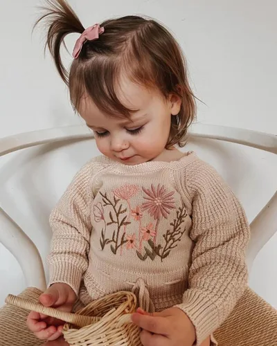 Miniatura 20 de ZAXARRA Suéter de bebé niña mameluco suéter de punto bordado flor sudadera mameluco ropa de otoño infantil