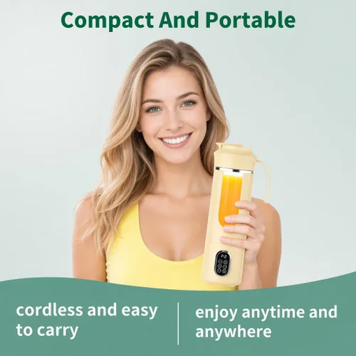 Miniatura 7 de Licuadora inalámbrica portátil, pequeño exprimidor recargable, mini licuadora personal para batidos y batidos, con función de limpieza automática