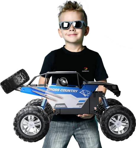 DEERC Camioneta monstruo grande a escala 1:8 para adultos y niños, automóvil con control remoto mejorado con sonido realista, juguete RC todo